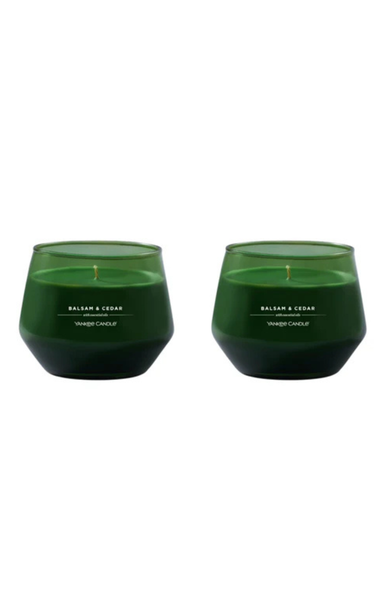 YANKEE CANDLE Balsam & Cedar Studio Candle with Essential Oils, Set of 2, Main, color, Green