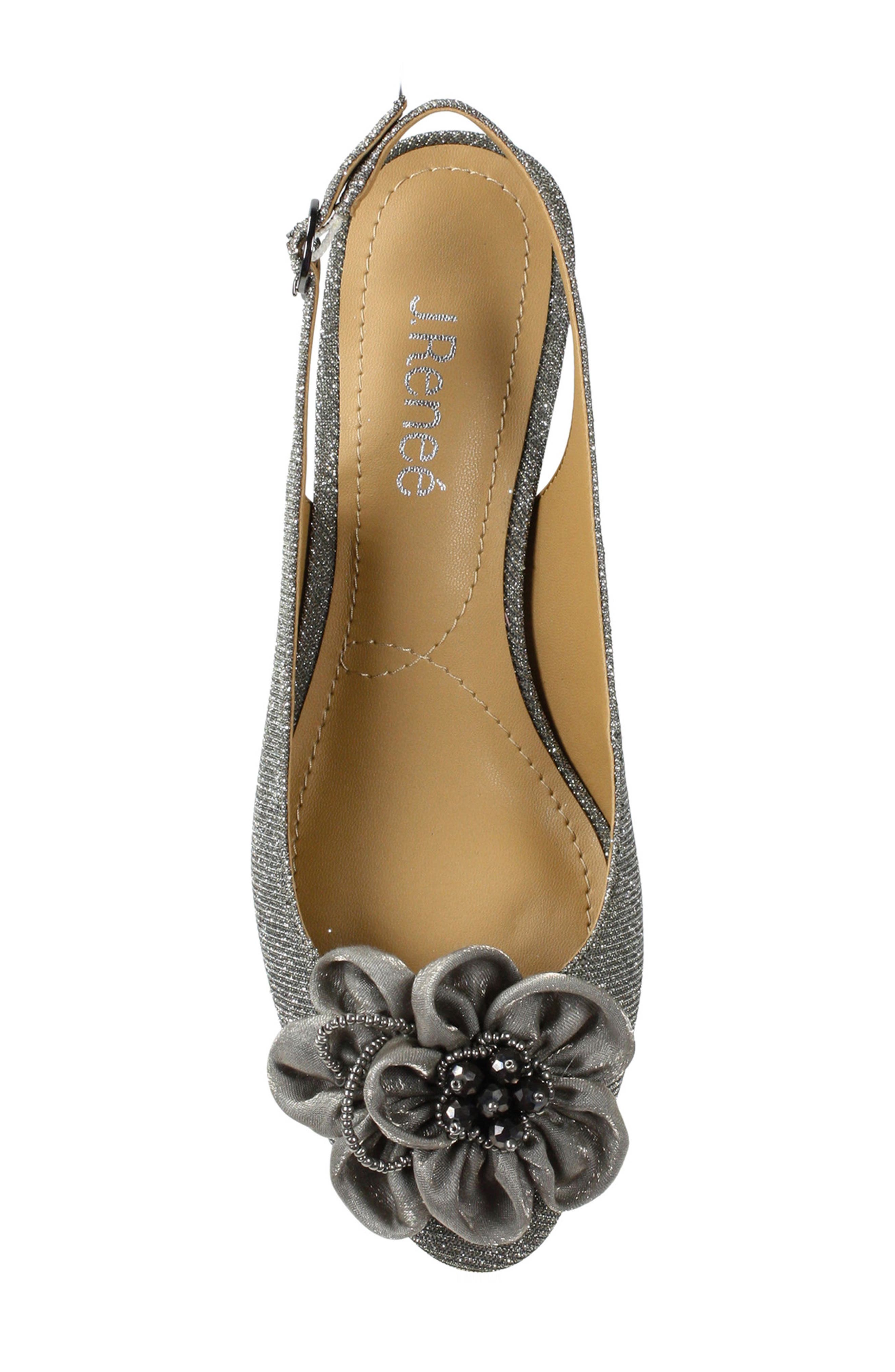 Leonelle Kitten Heel Slingback Sandal, Alternate, color, PEWTER GLITTER FABRIC