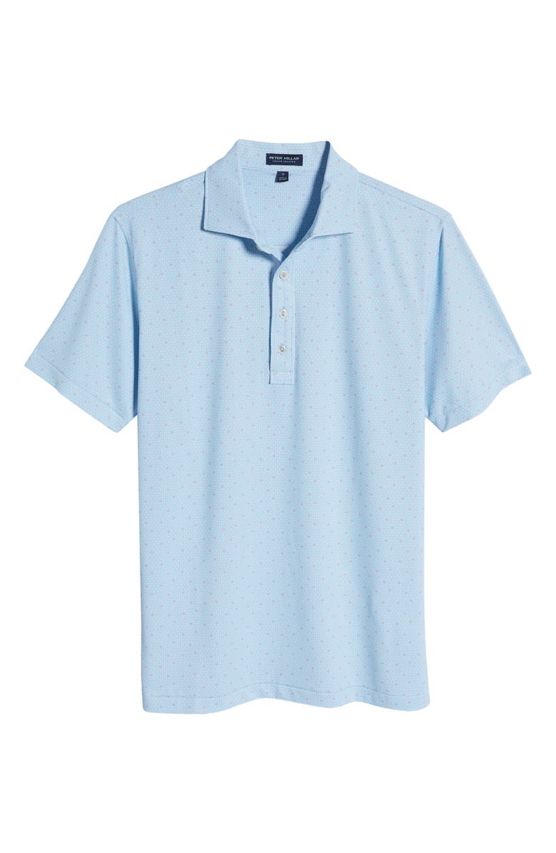 Peter Millar Speakeasy Martini Glass Print Performance Golf Polo, Alternate, color, Blue Frost