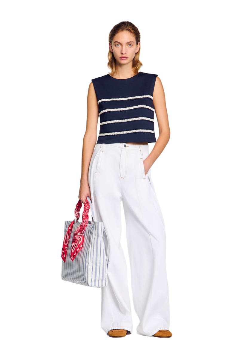 SANDRO Sleeveless striped T-shirt, Alternate, color, 