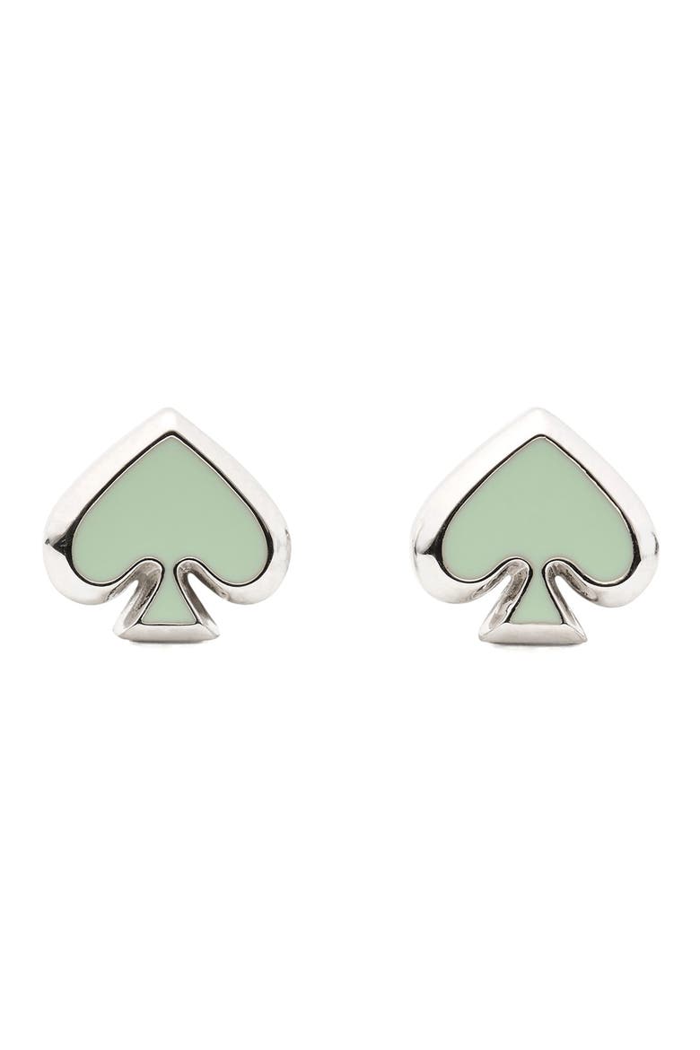 enamel spade stud earrings, Main, color, GREEN/ SILVER