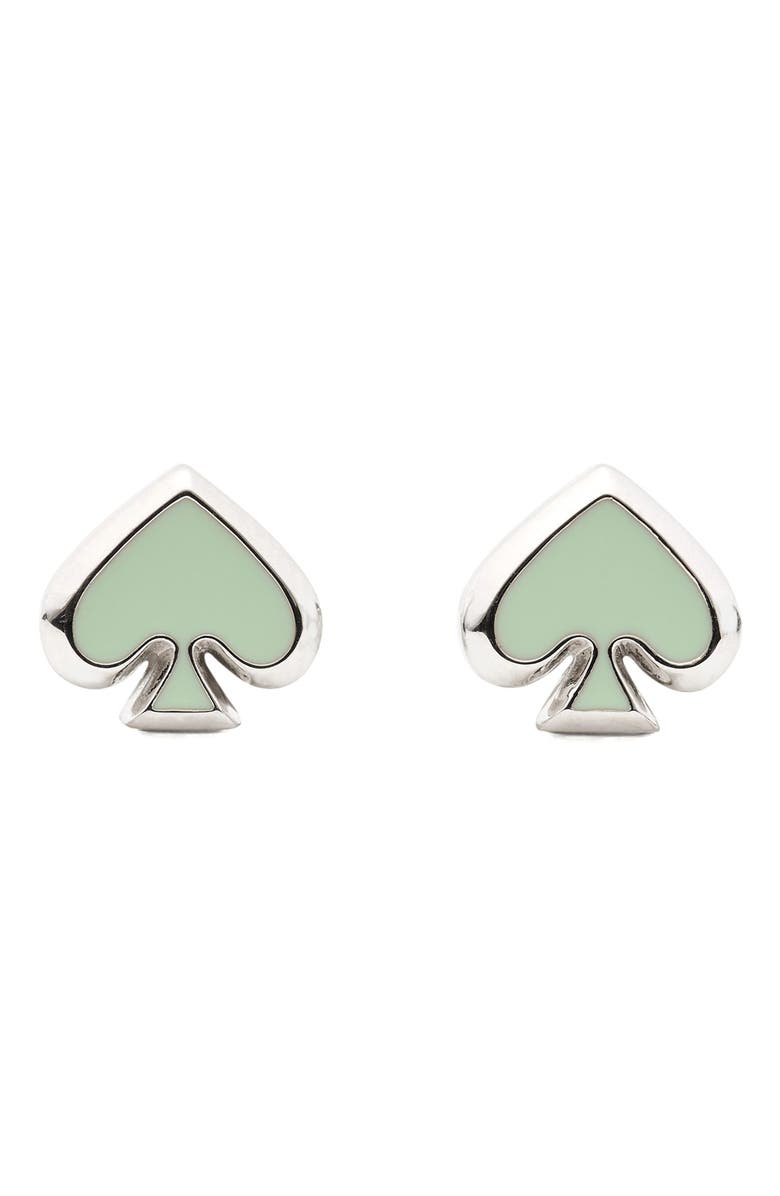 Kate Spade New York enamel spade stud earrings, Main, color, Green/ Silver