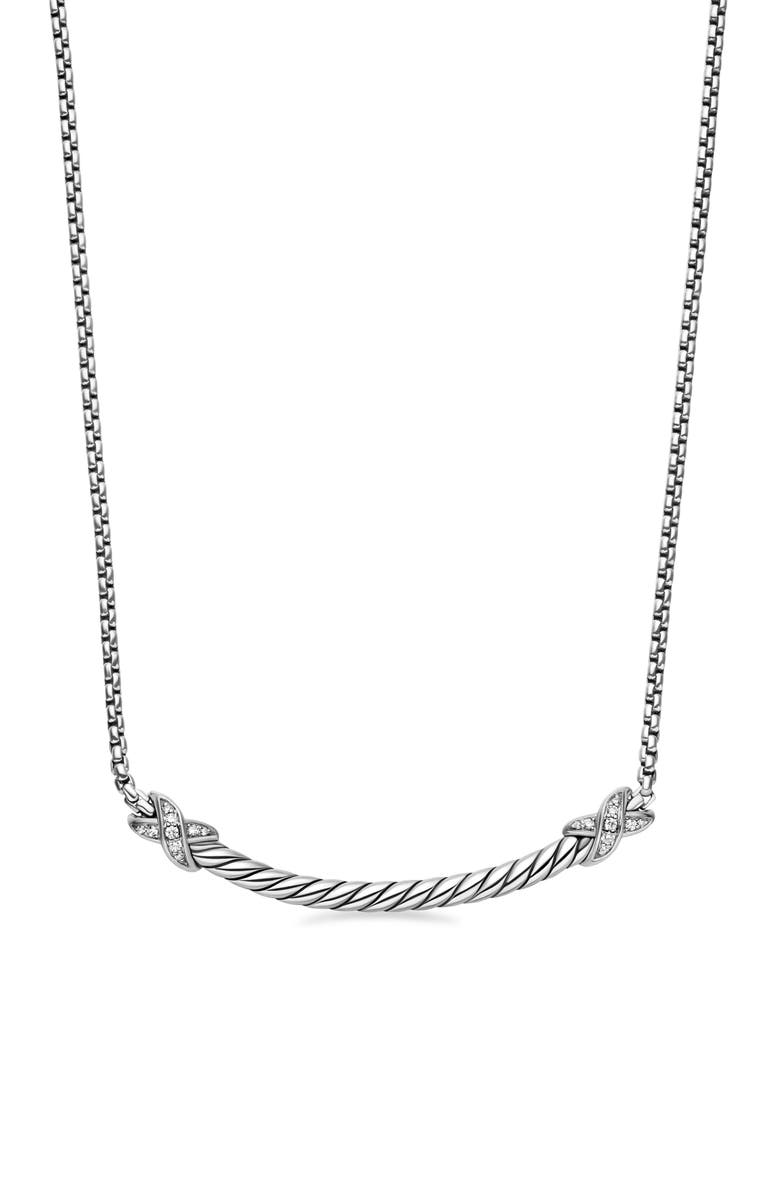 David Yurman Petite X Bar Pendant Necklace, Main, color,