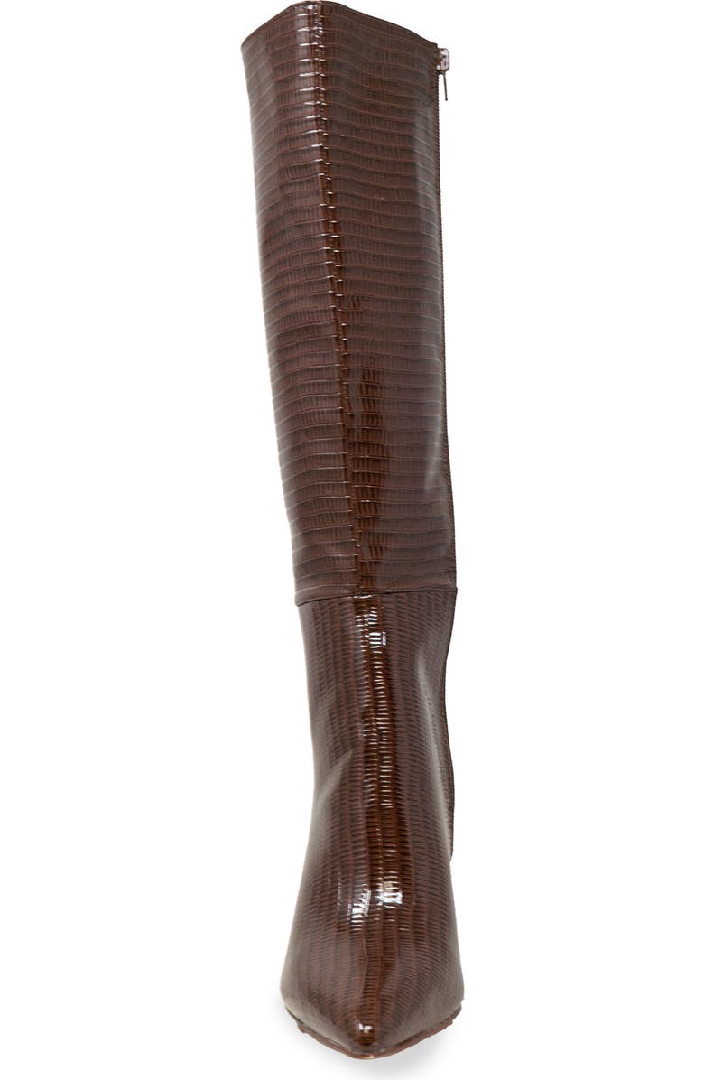 CHASE AND CHLOE Croc Embossed Knee High Boot, Alternate, color, Brown Croc