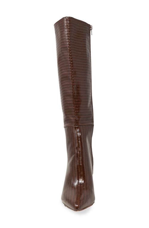 Chase & Chloe Chase And Chloe Croc Embossed Knee High Boot In Brown