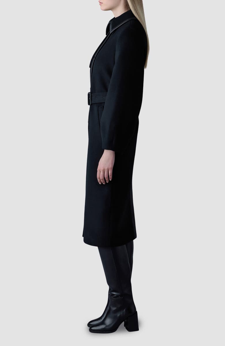 Mackage Zeva Belted Balloon Sleeve Wool Blend Trench Coat, Alternate, color, Black