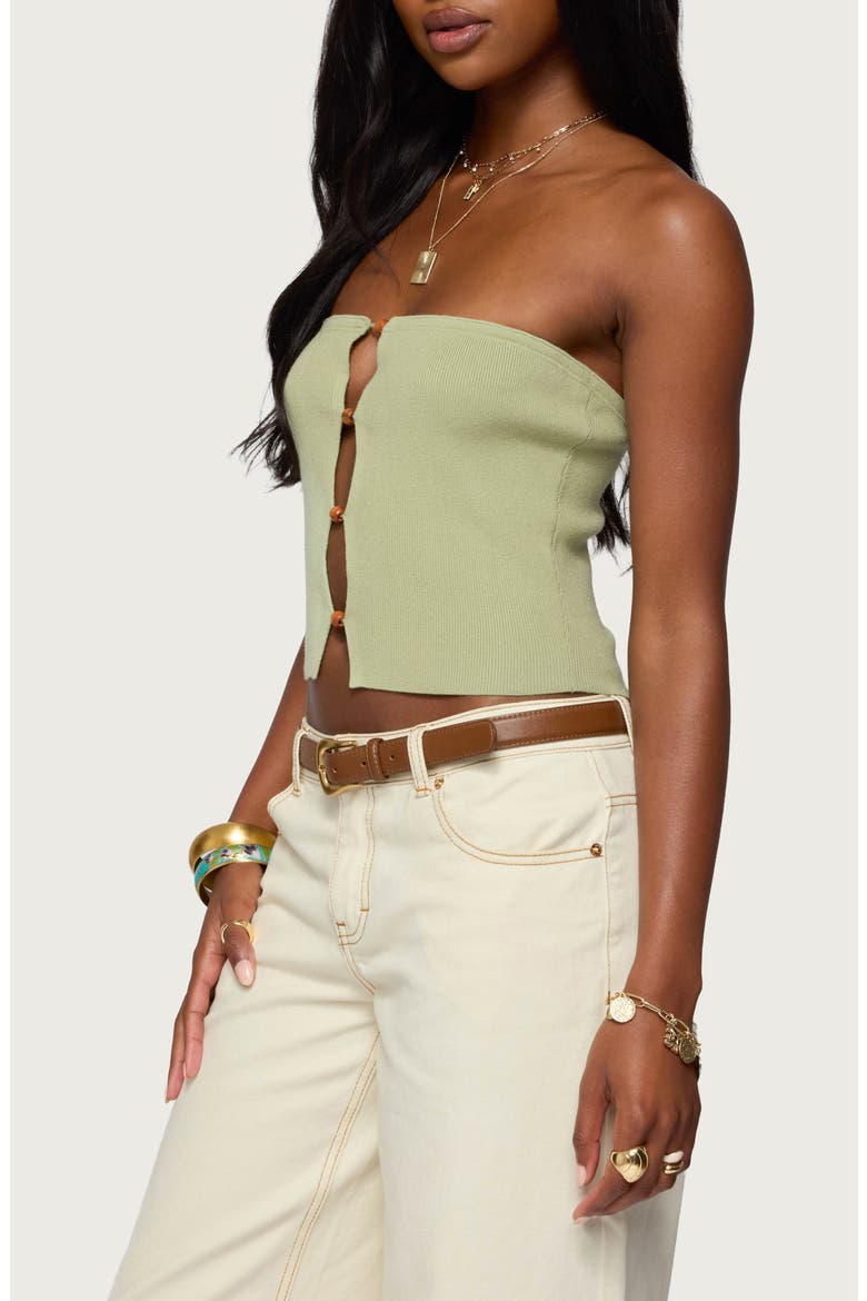 Beaded Cutout Strapless Crop Top, Alternate, color, SAGE