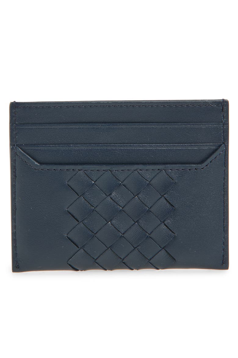 Piccolo Intrecciato Leather Card Case, Alternate, color, NEPTUNE