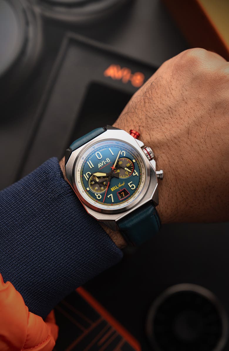 AVI-8 Bell X-1 Machbuster Chronograph Watch, 41mm, Alternate, color, Blue