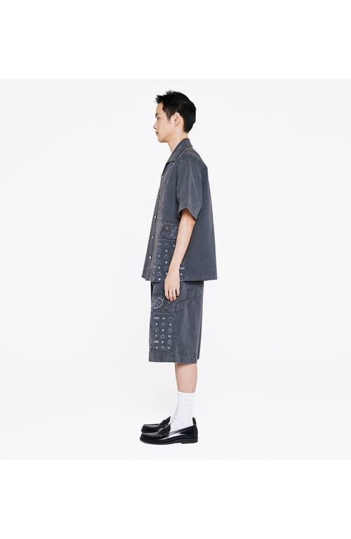 Mcm X Kasina Bandana Monogram Shirt In Oxford Cotton In Blue