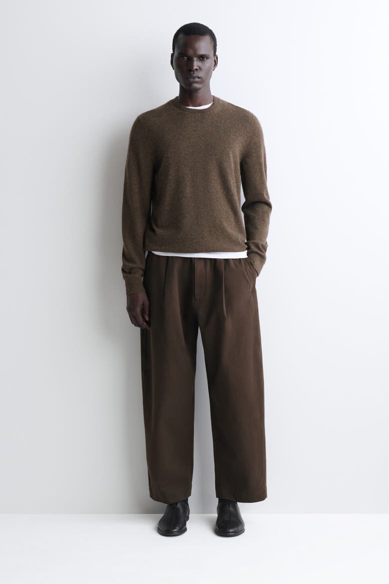 Pleated Relaxed-Fit Barrel-Leg Pants, Main, color, BROWN