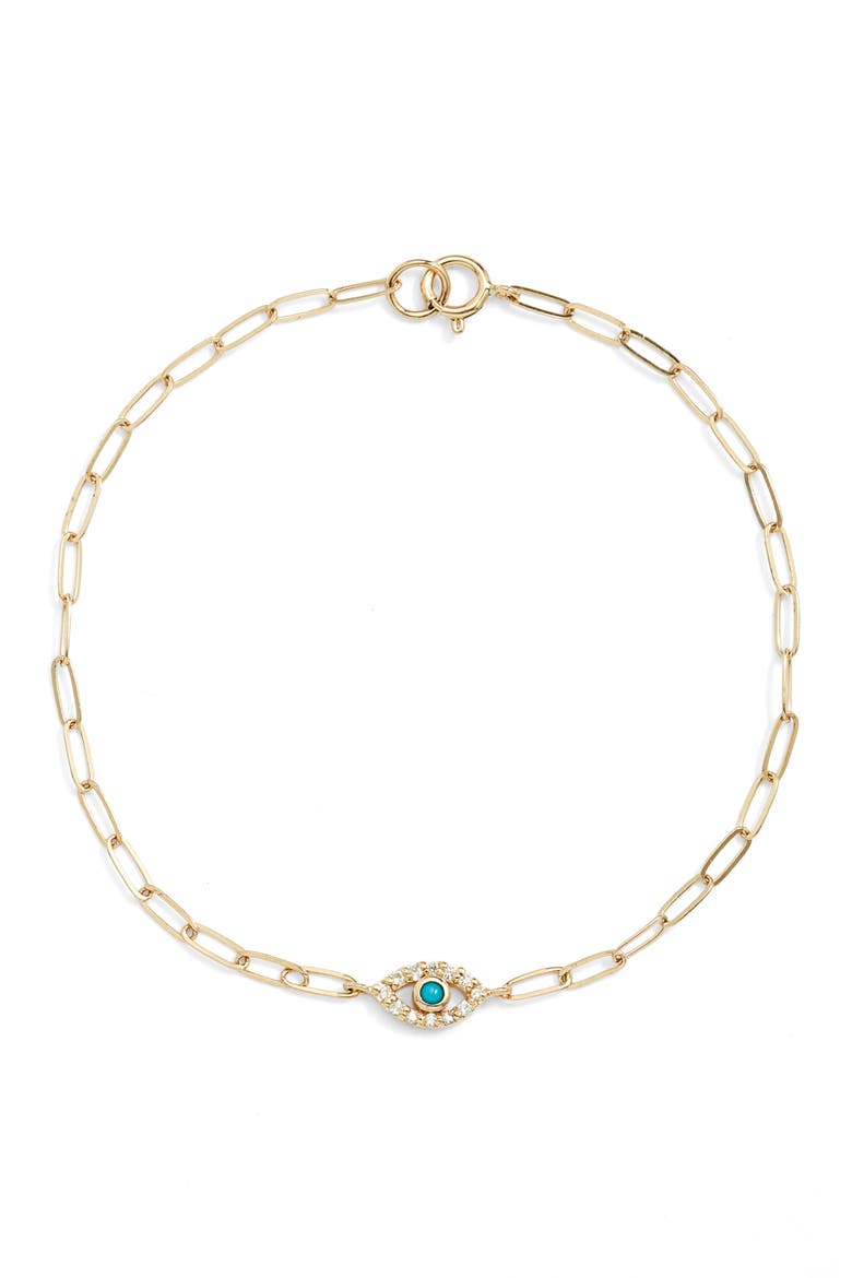 Cléo Evil Eye Pendant Bracelet, Main, color, TURQUOISE/ AQUA