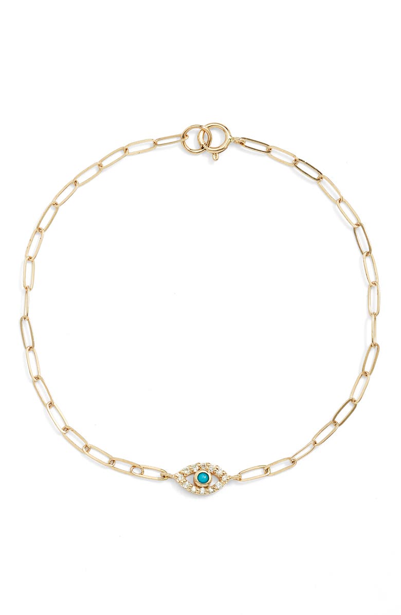 Anzie Cléo Evil Eye Pendant Bracelet, Main, color, Turquoise/ Aqua