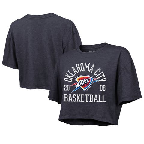 Women's Majestic Threads  Navy Oklahoma City Thunder Boxy Crop Top