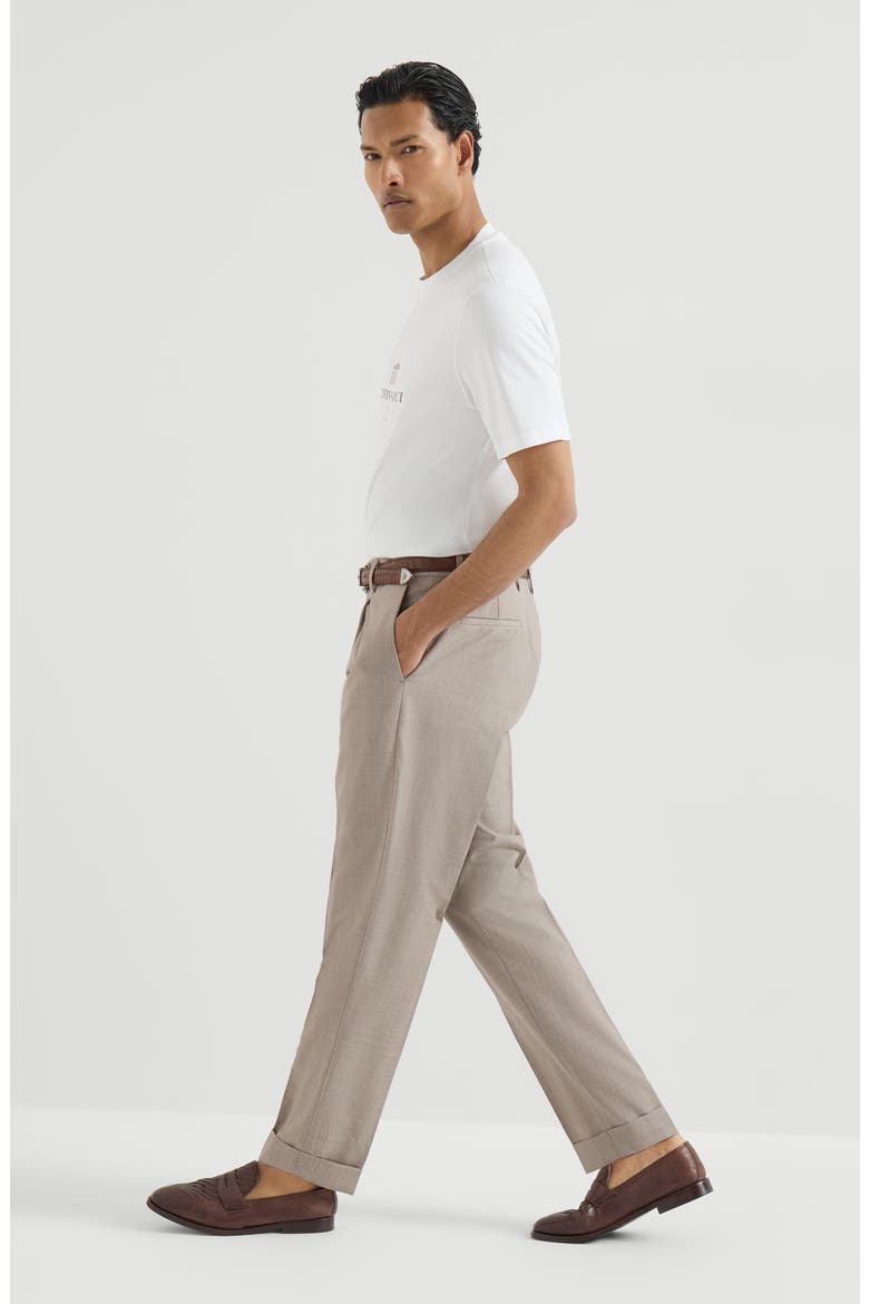 Virgin wool trousers, Alternate, color, Brown