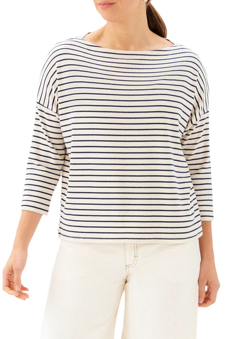 Stripe Boat Neck Top, Main, color, CREAM W/ NAVY