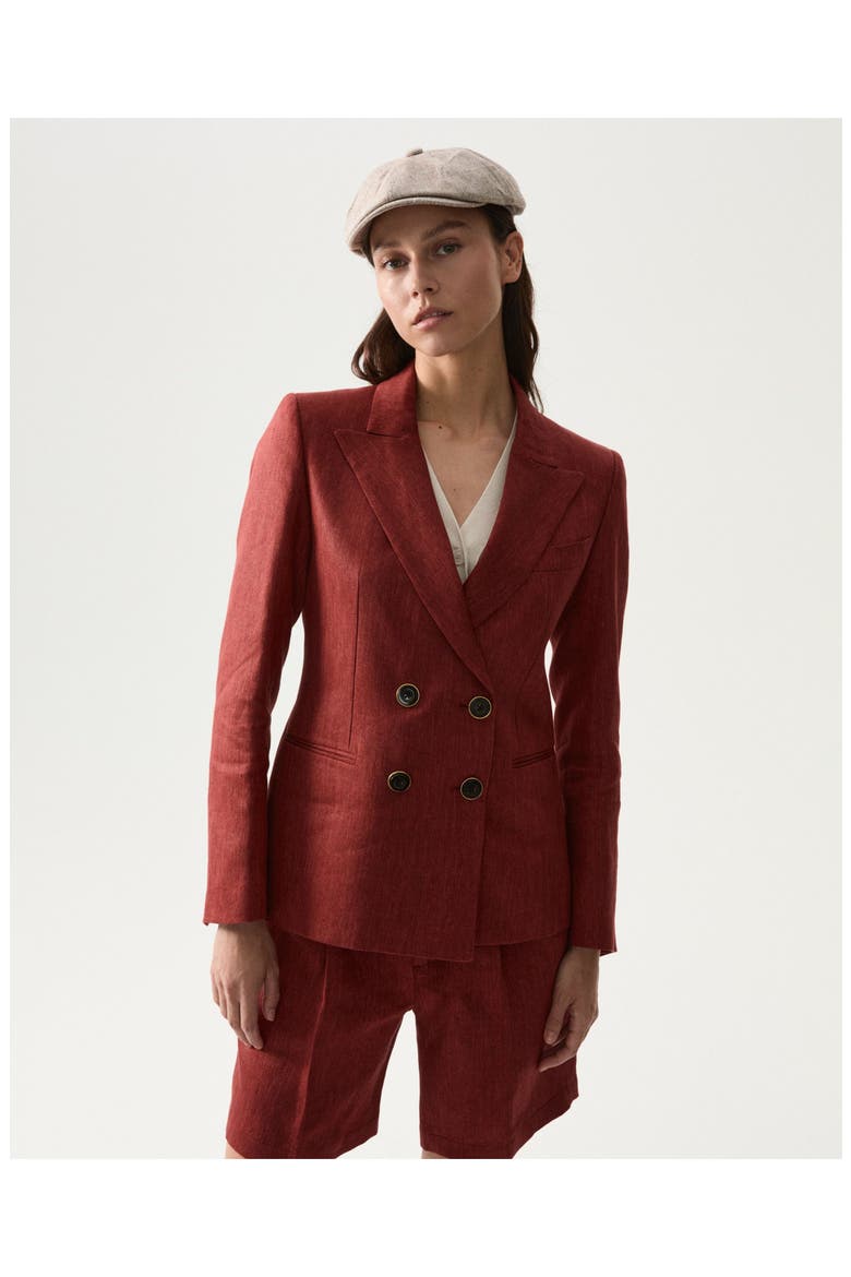 Bastien Classic Linen Jacket, Alternate, color, Burgundy