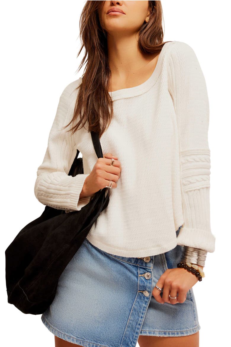 Cable Stitch Sleeve Sweater, Main, color, IVORY COMBO