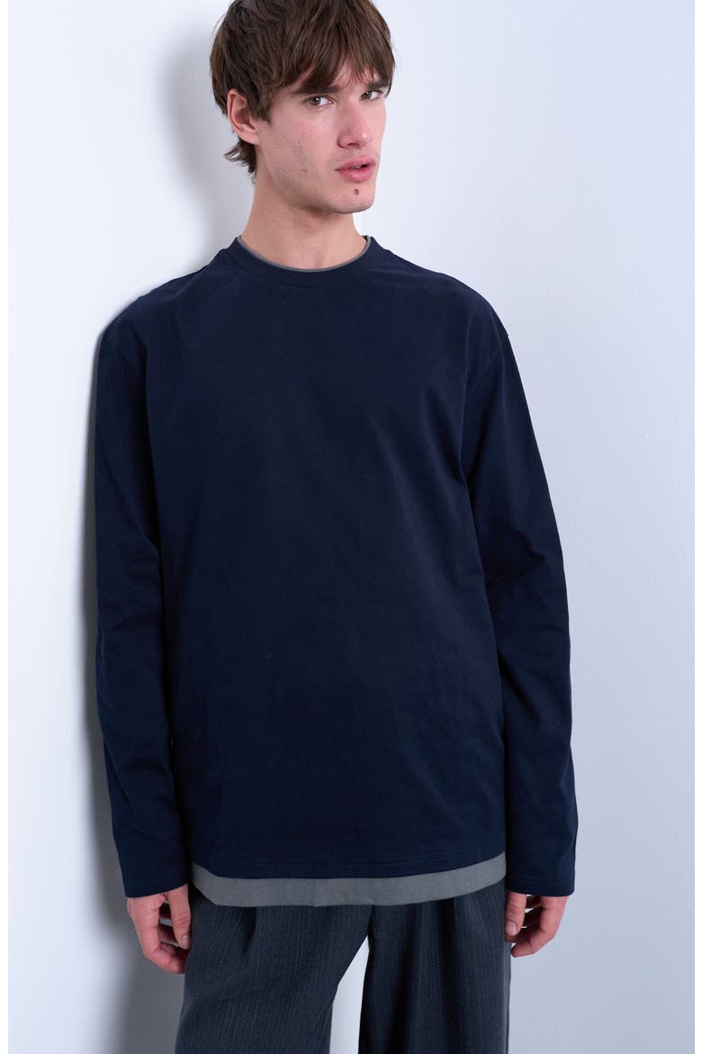 Layered Long Sleeve T-Shirt, Alternate, color, NAVY