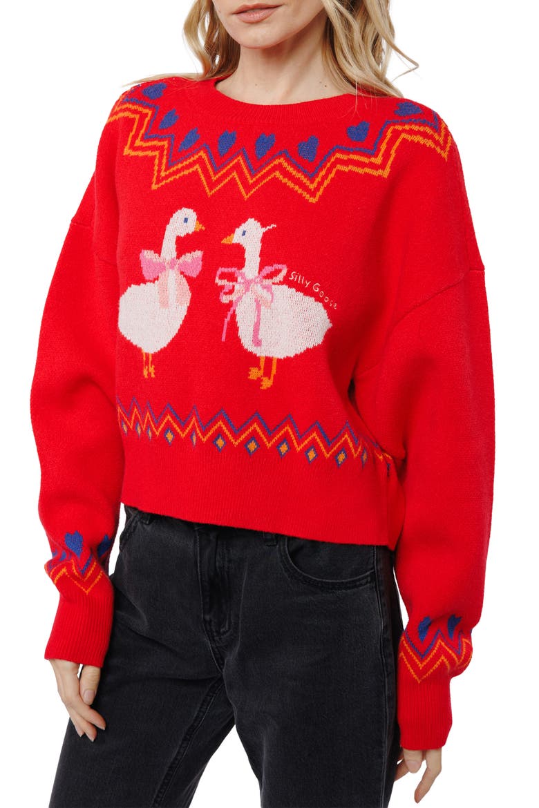 Neve Jacquard Sweater, Main, color, RED