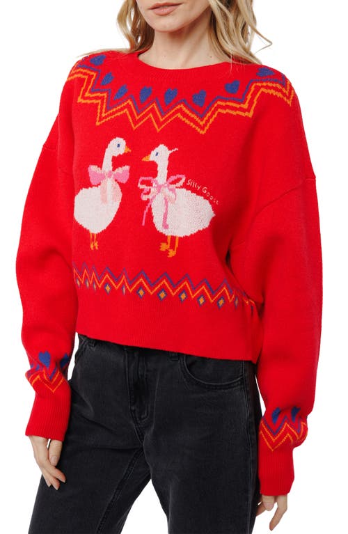 Ciebon Neve Jacquard Sweater In Red
