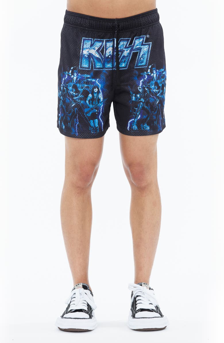 Cult of Individuality Graphic Mesh Shorts, Main, color, Kiss