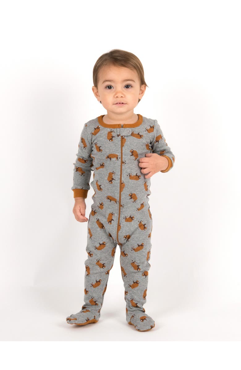 Leveret Kids Cotton Footed Printed Pajamas, Animal, Holiday & Fun Prints, Alternate, color, Bison