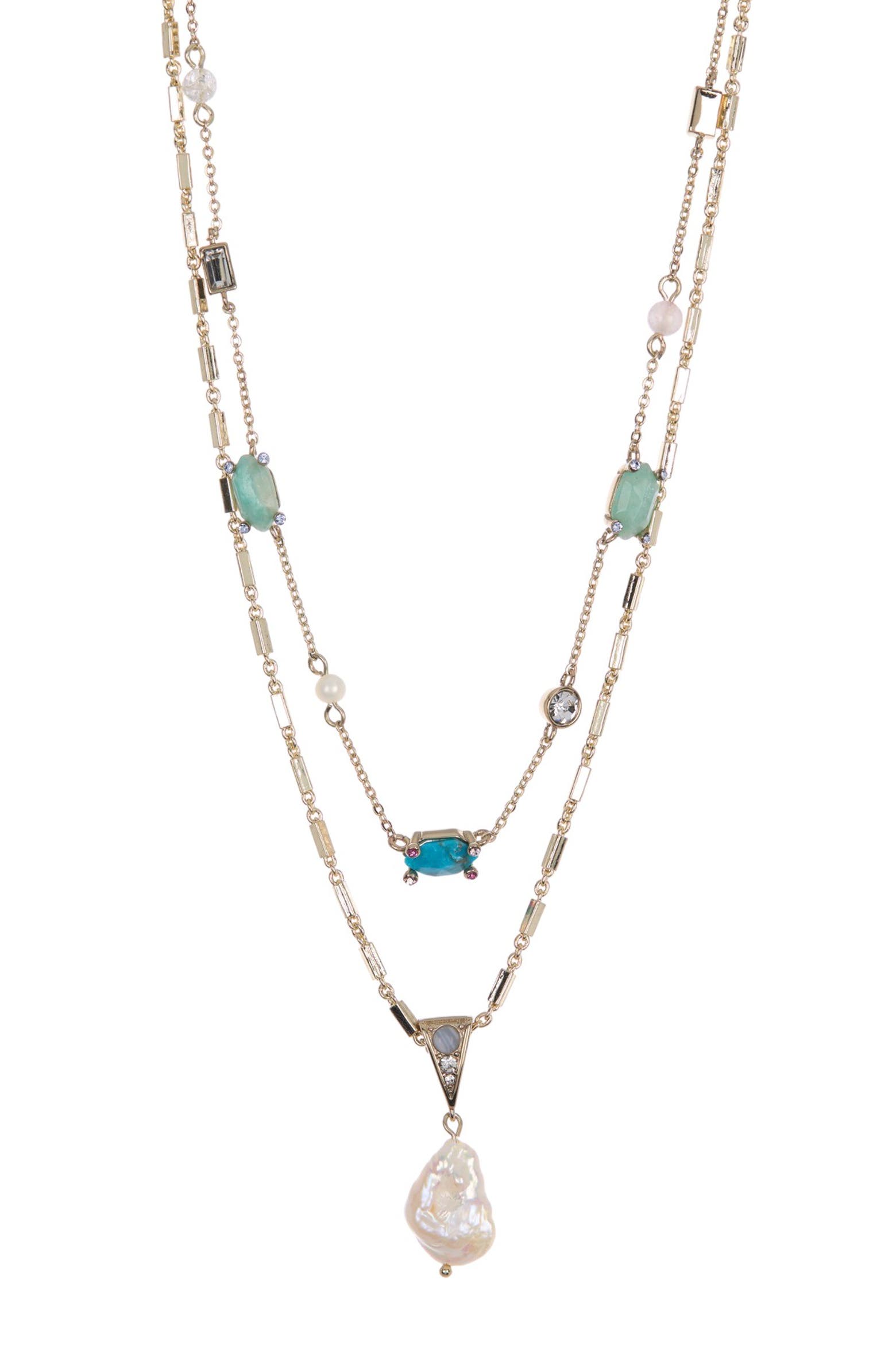 Pearl Variations Carolee Designs Eden Gold Plated Mixed Stone & Keshi Pearl Pendant ...
