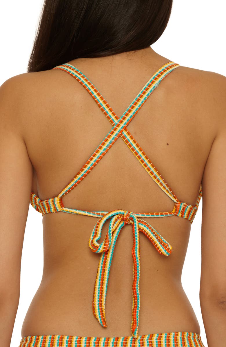 Lucky Brand Ocean Wave Seersucker Bikini Top, Alternate, color, Red Multi