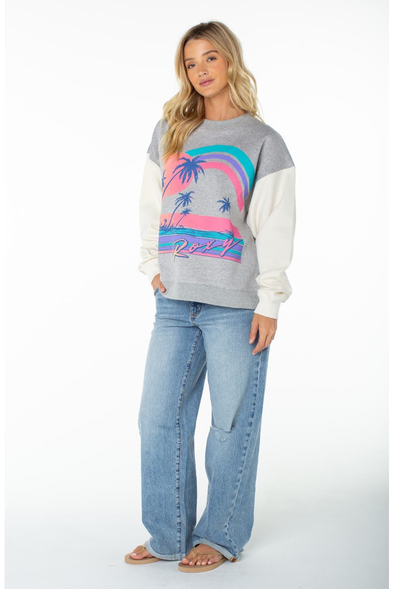 Lineup Contrast Crewneck Sweatshirt, Alternate, color, HEATHER GREY