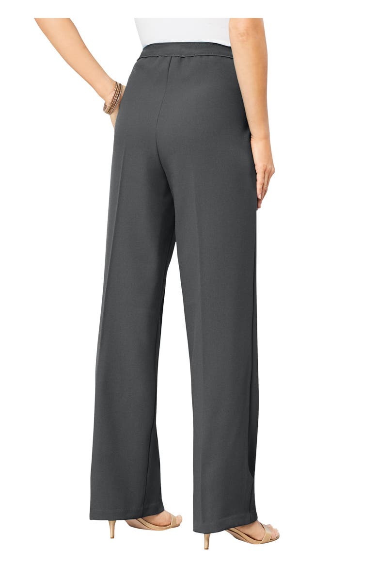 Roaman's Plus Size Wide Leg Bend Over<sup>®</sup> Pant, Main, color, Dark Charcoal