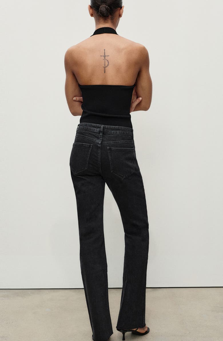 MANGO Fiona Mid Rise Flare Jeans, Alternate, color, Black Denim