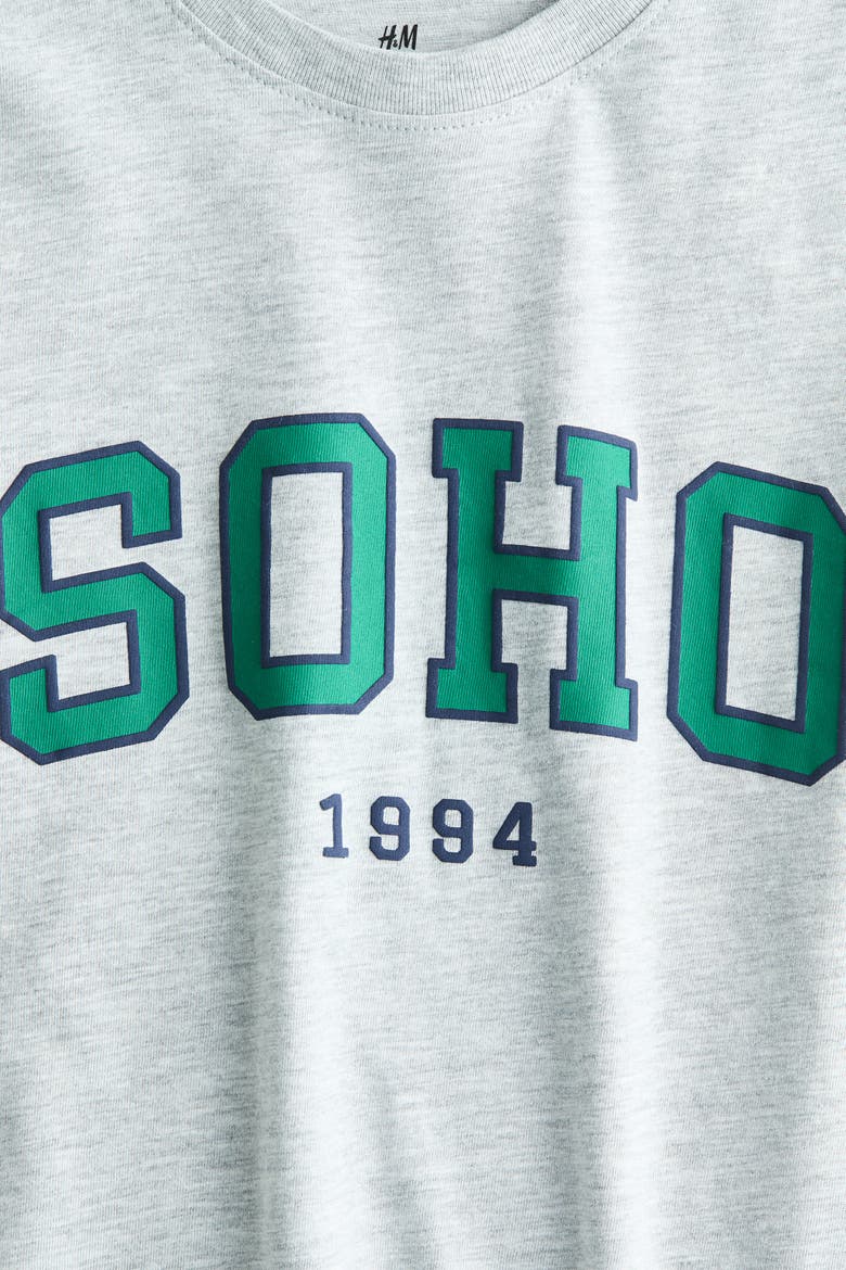 Printed Cotton T-shirt, Alternate, color, Light gray melange/SOHO
