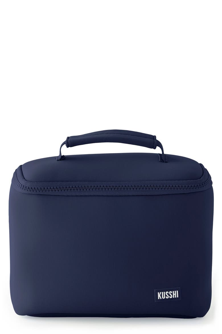 Small Neoprene Train Case, Main, color, NAVY/ KHAKI