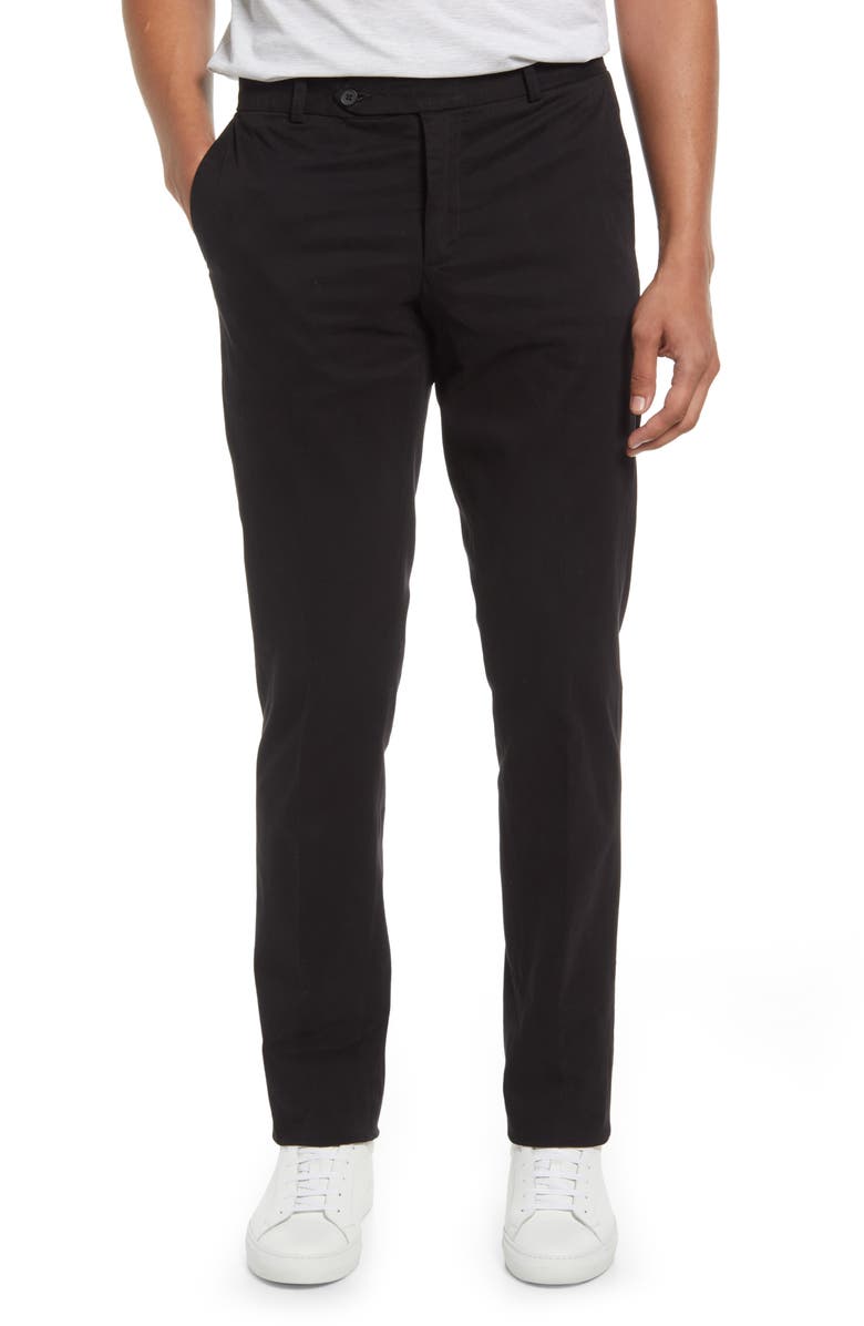 Nordstrom Trim Straight Leg Stretch Flat Front Chino Trousers, Main, color,