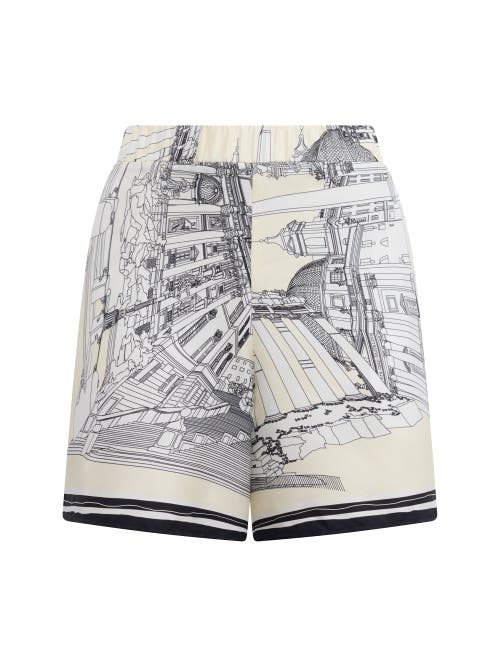 Callas Milano Juvia Landmark-print Silk Twill Shorts In Multi