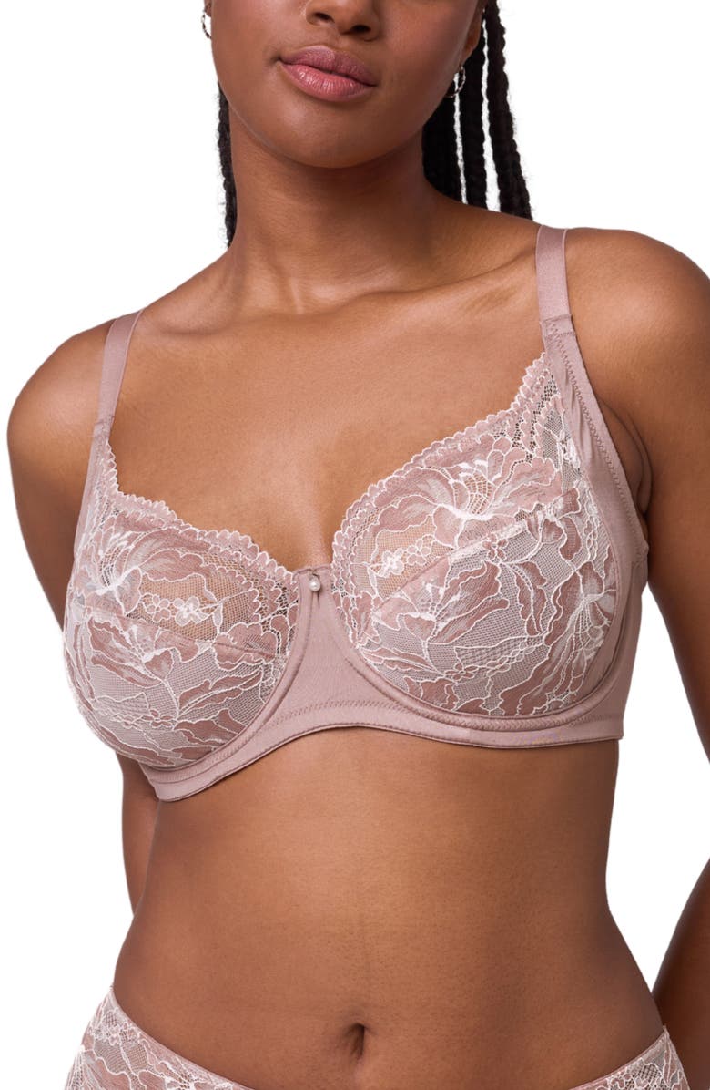 Montelle Intimates Muse Underwire Full Cup Lace Bra, Main, color, Moonshell/ Chantilly