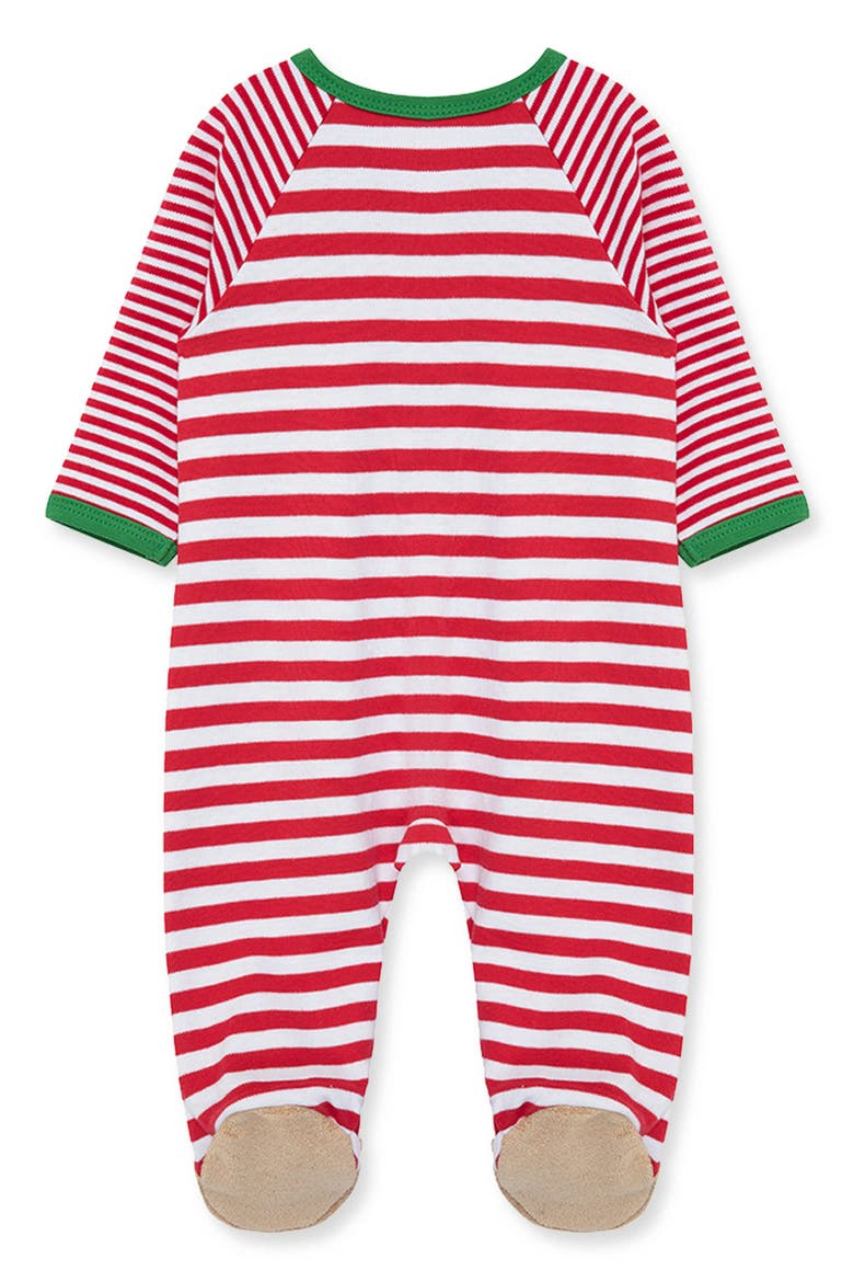 Reindeer Stripe Footie, Alternate, color, RED