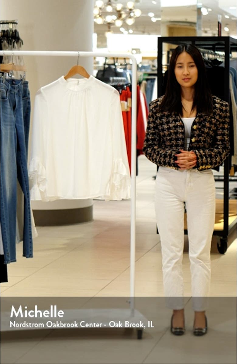 Ruffle Sleeve Mock Neck Blouse, sales video thumbnail