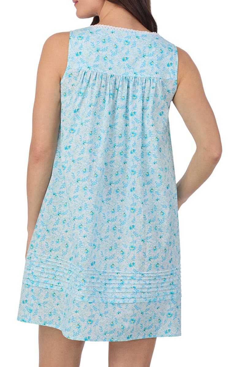Eileen West Floral Print Sleeveless Cotton Lawn Chemise, Alternate, color, Aqua Print