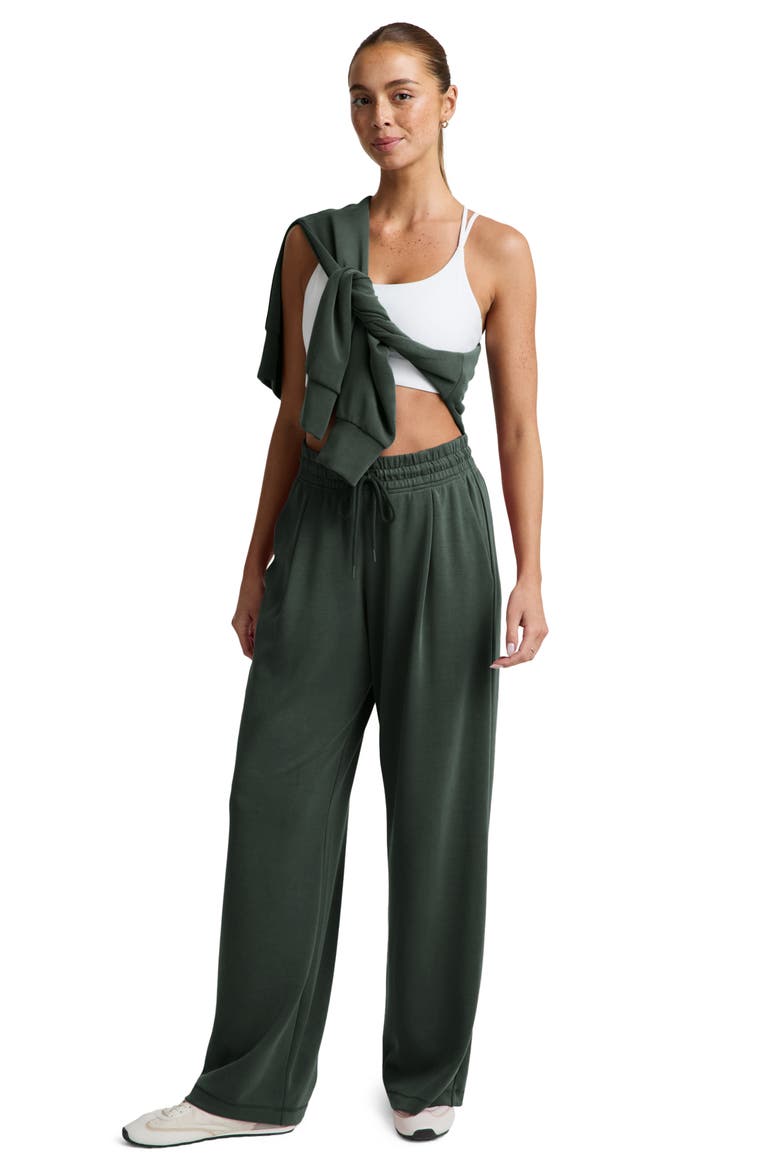 Sandwash Wide Leg Pants, Alternate, color, SLATE GREEN