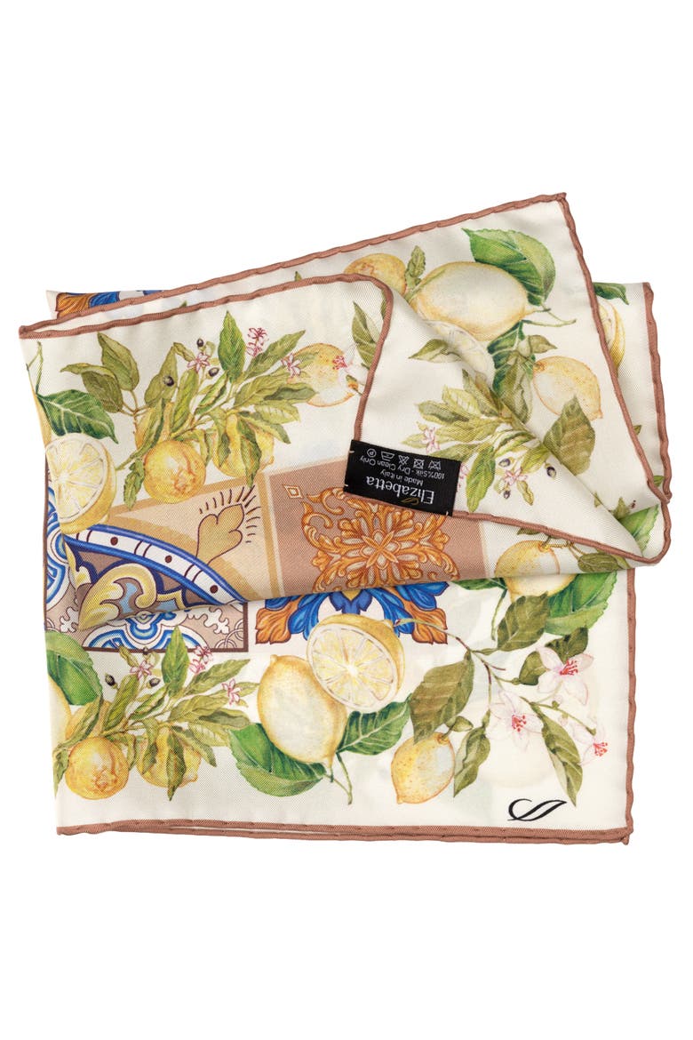 Messina - Silk Pocket Square for Men, Alternate, color, Terracotta