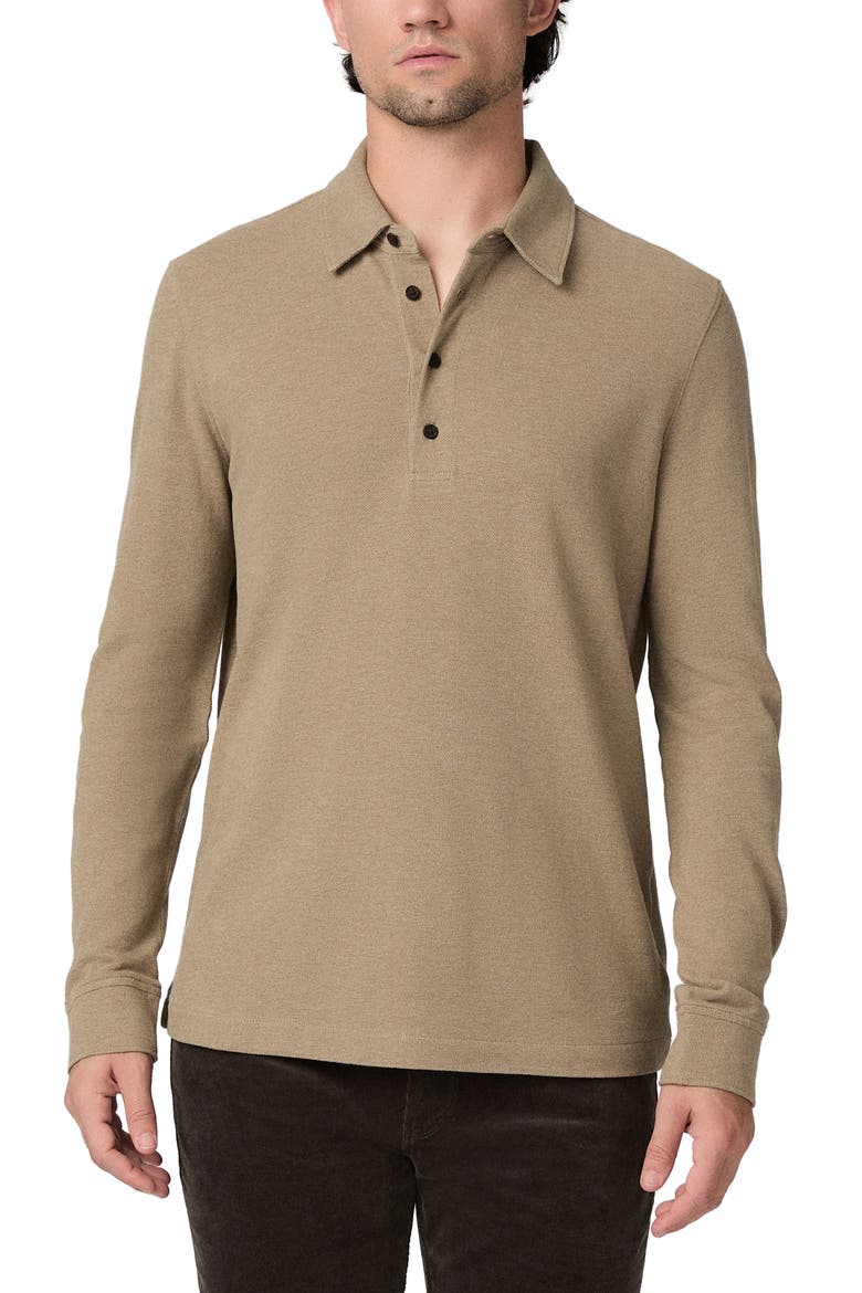 Ballard Long Sleeve Polo, Main, color, LIGHT HEATHER BROWN