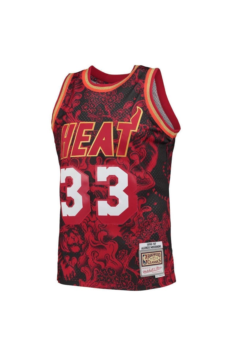 Mitchell & Ness Men's Mitchell & Ness Alonzo Mourning Red Miami Heat Hardwood Classics 1996/97 Lunar New Year Swingman Jersey, Alternate, color,