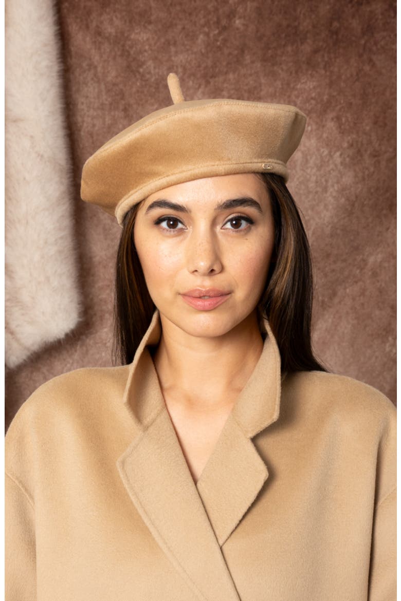 Carter Cashmere Beret, Alternate, color, CAMEL