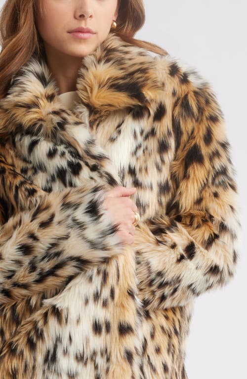 OPEN EDIT OPEN EDIT LEOPARD FAUX FUR LONGLINE COAT 