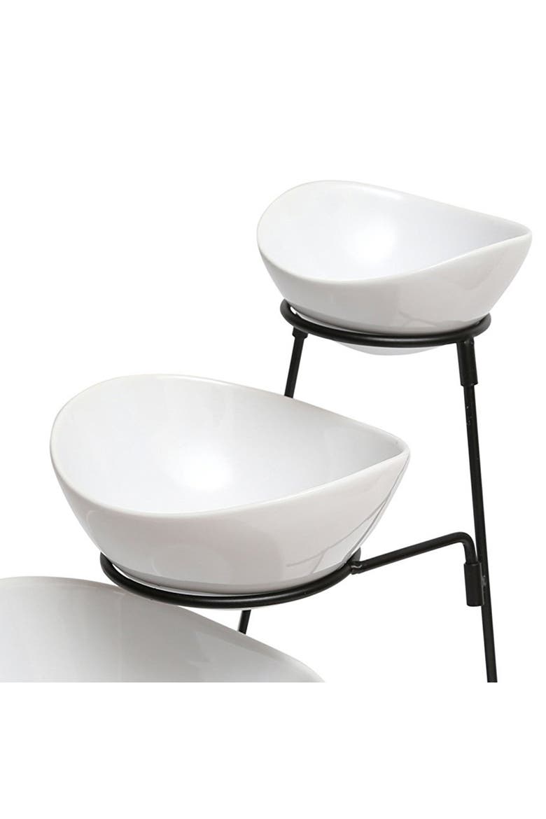 Gracious Dining 3 Tier Bowl Server Set with Metal Stand, Alternate, color, White