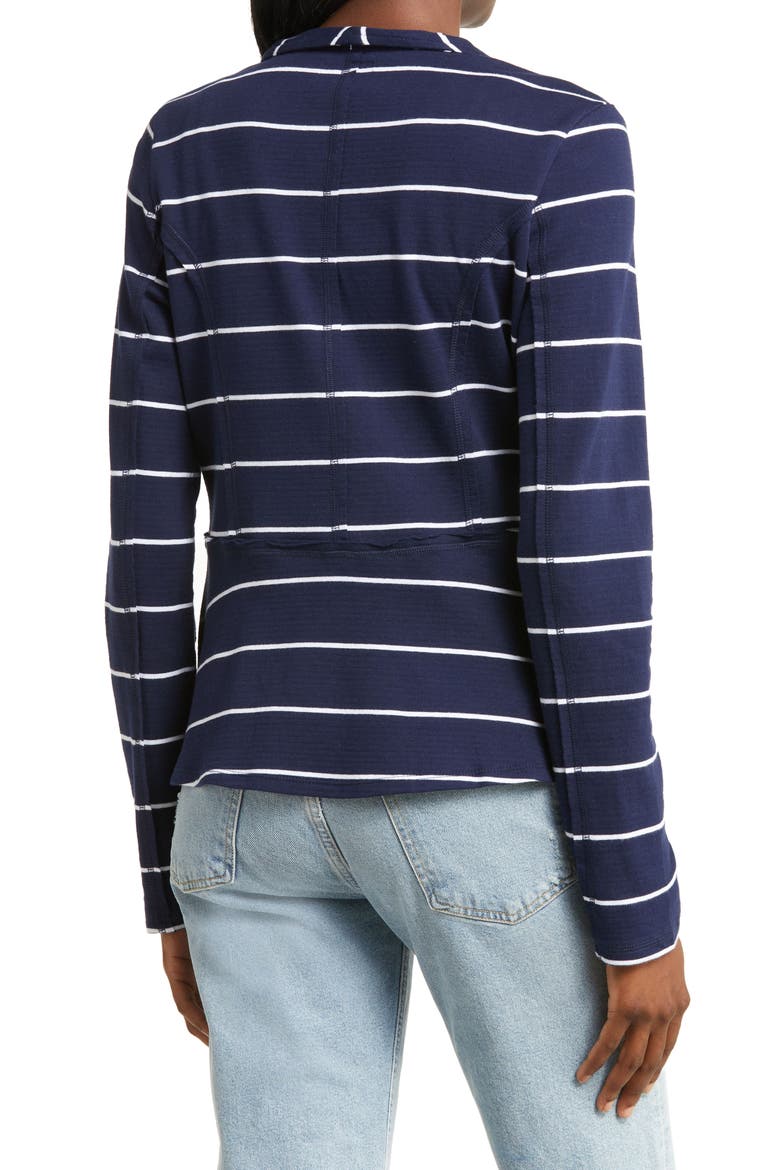 Drape Collar Knit Blazer, Alternate, color, NAVY- WHITE LAURANNE STRIPE