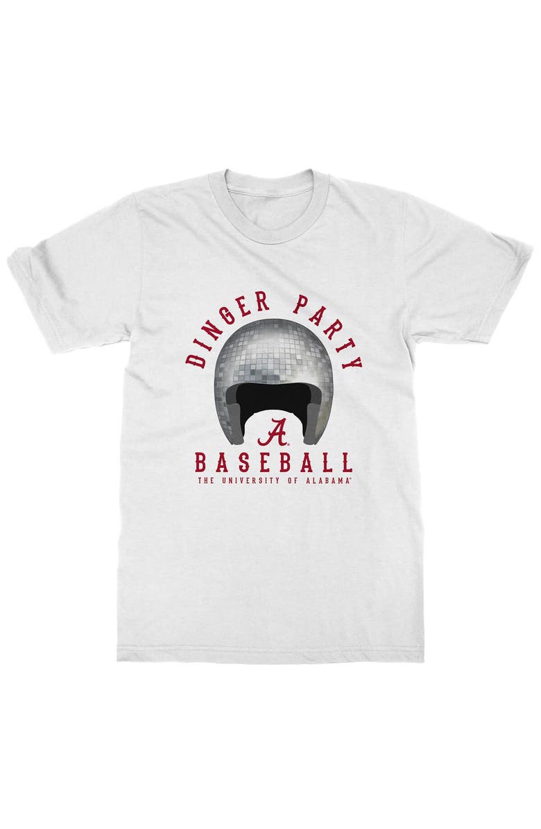 WEEZABI Men's White Alabama Crimson Tide Dinger Party Disco Helmet T-Shirt, Alternate, color, 