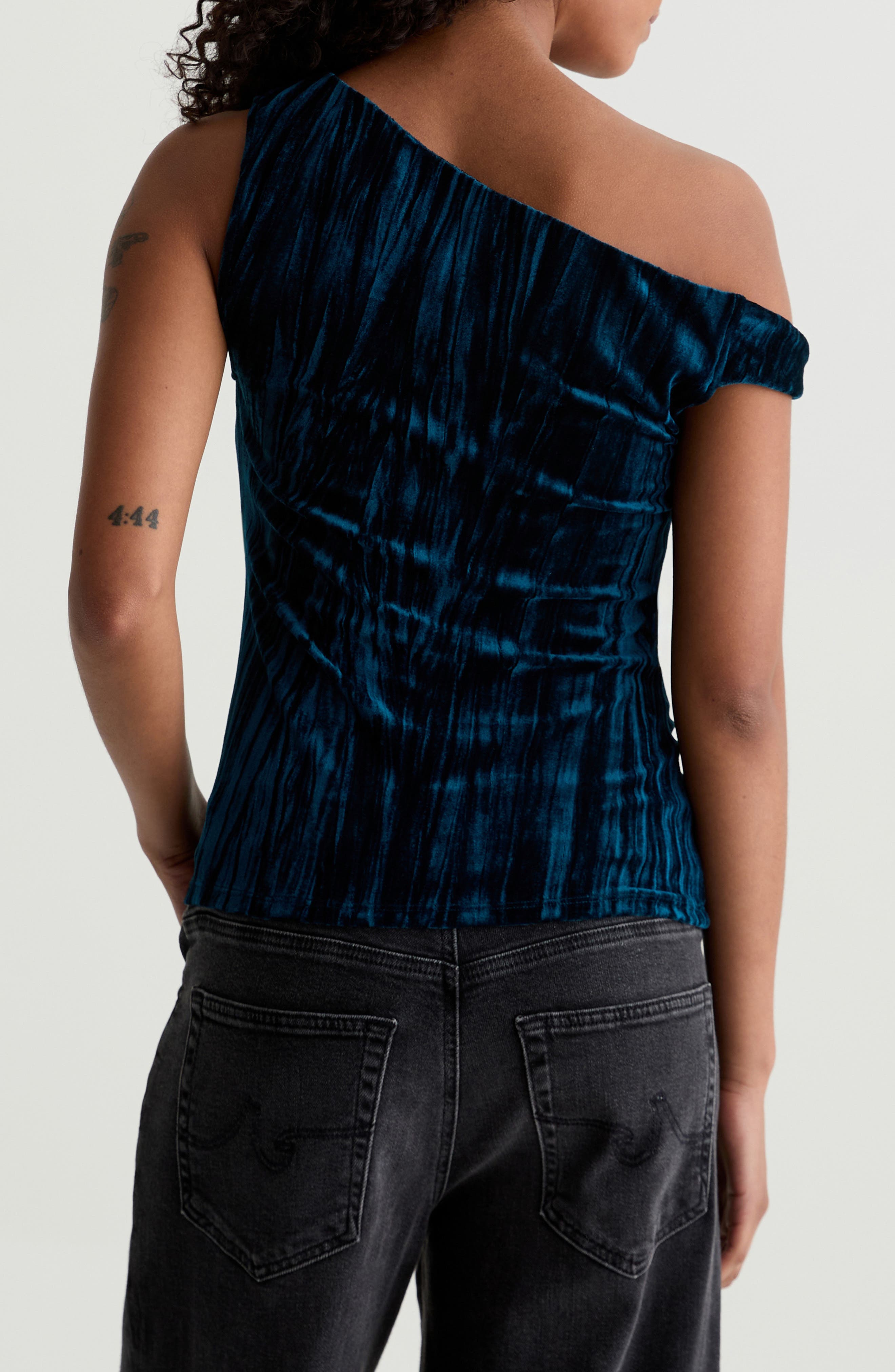 Rachel Asymmetric Cold Shoulder Velvet Top - image 4